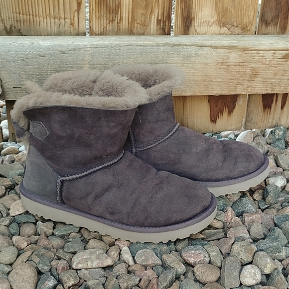 UGG Naveah suede leather shearling lined bow boots women's sz 8 - Picture 7 of 14